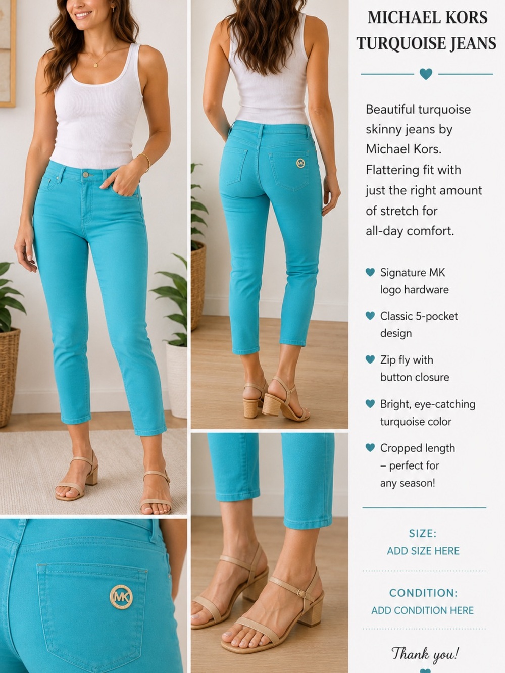 Michael Kors Turquoise Skinny Jeans for Women